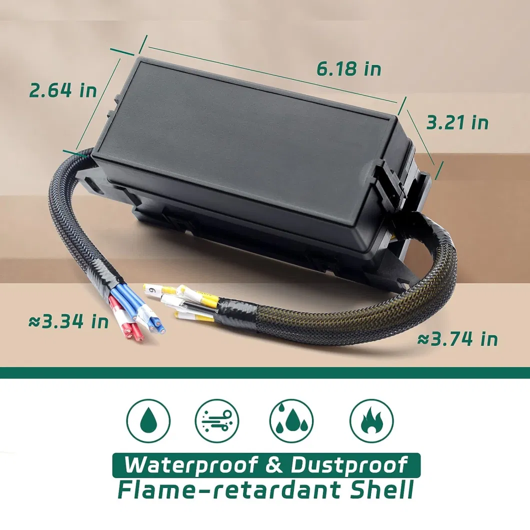 Pre-Wired Fuse Relay Box Waterproof, 8 5-Pin Jd1914 Relay Slots and 12 Atc ATO Fuse Holder, with 8 5-Pin Relays and 12 Fuses, 12V Relay Fuse Block for Car Truck