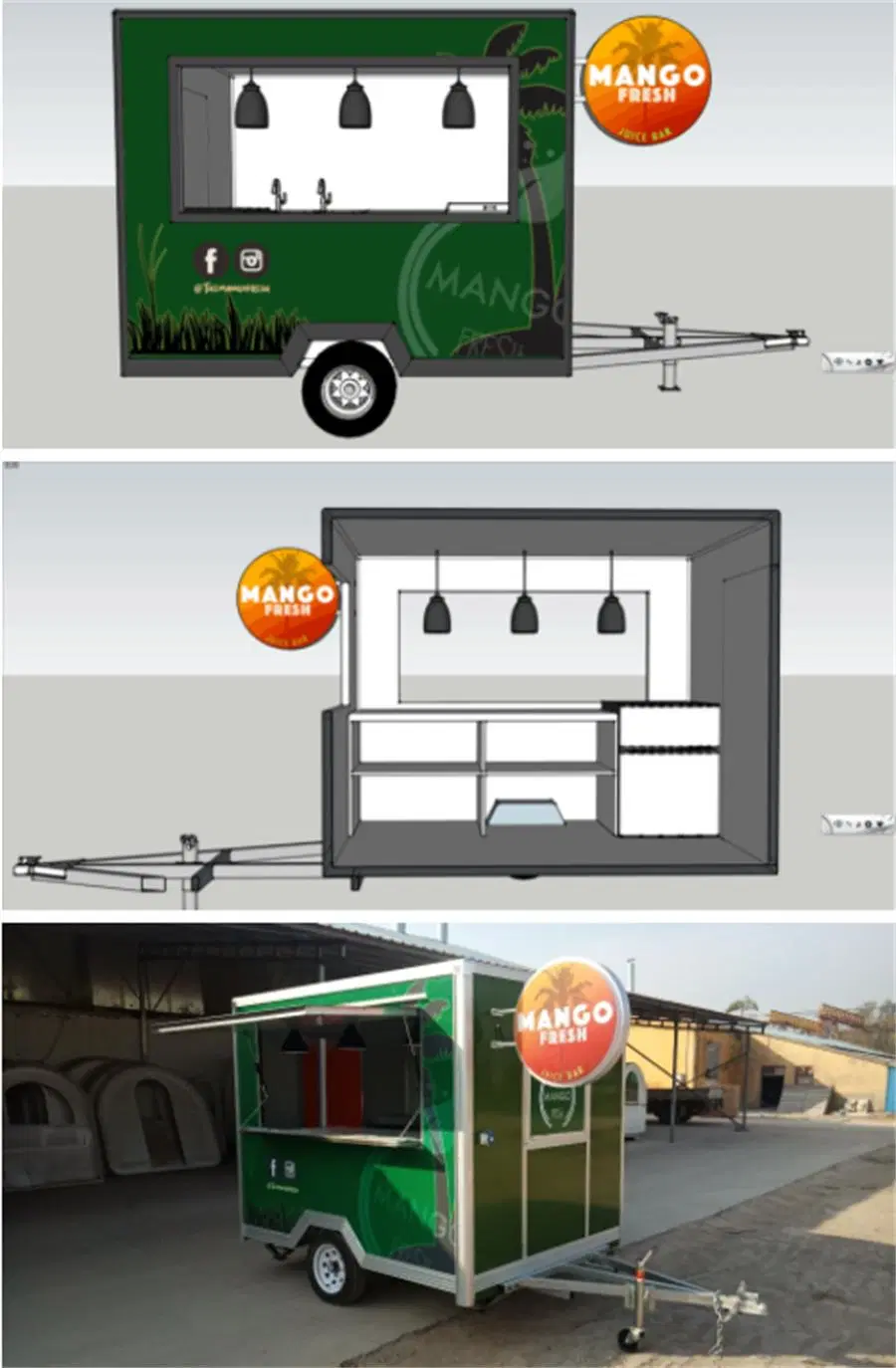 1.8 Meter Towable Food Cart Mobile Bar