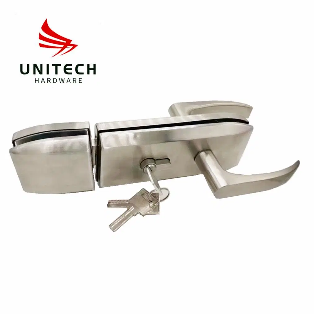 Stainless Steel 304 Double Central Glass Door Lock with Handle