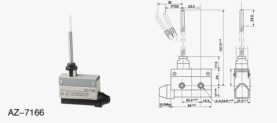 Az-7166 Spring Soft Rod Type Waterproof Micro Switch Laser Hoist Crane Magnetic Limit Switch