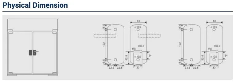 Double Side Handle Glass Door Zinc Alloy Office Lock