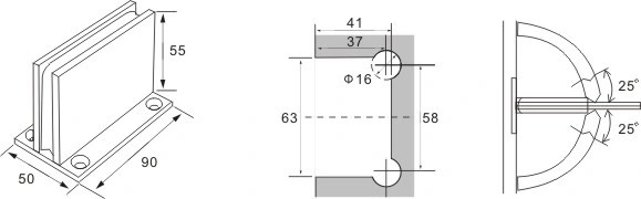 Adjustable 180 Degree Soft Close Curve Stainless Steel Zinc Alloy Frameless Glass Shower Door Pivot Hinge Bathroom Accessories