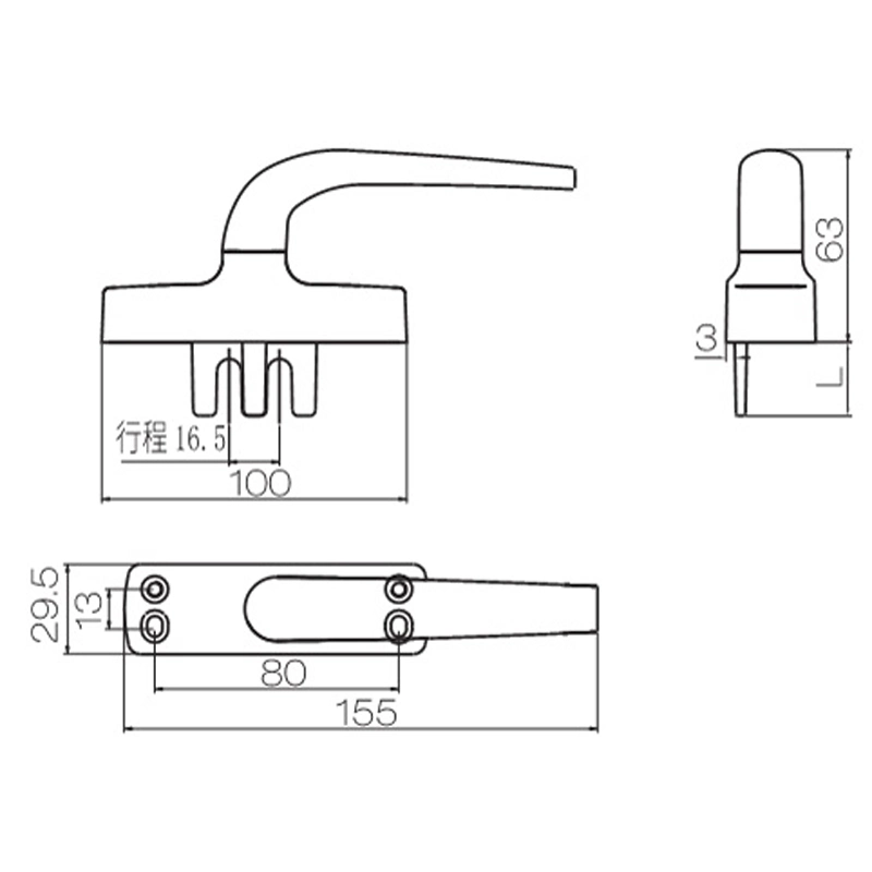 Hot Selling Aluminum Pull Window Handle Customized Lockable Handle