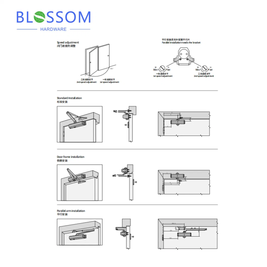 Professional Design Heavy Duty 85kg 180 Degree Mini Hydraulic Sliding Door Closer