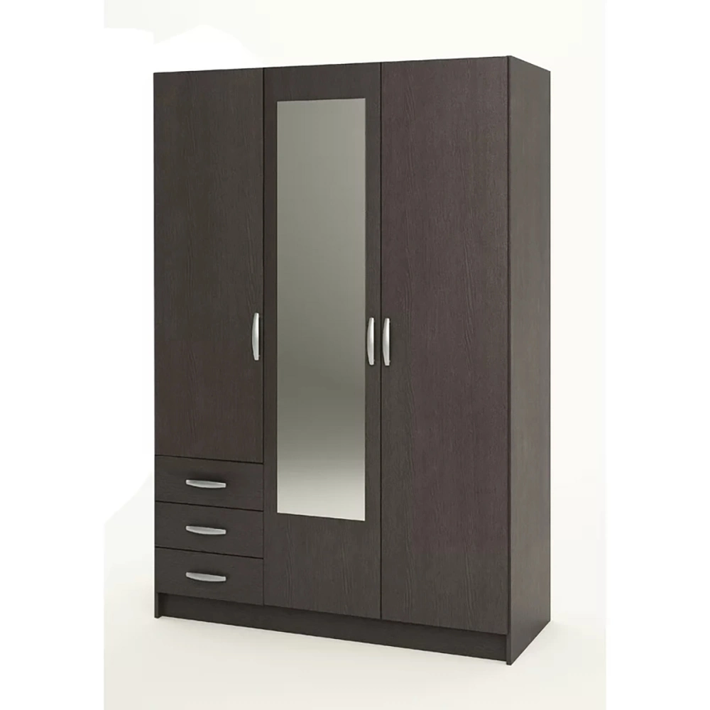 China Wholesale Modern Bedroom Home Furniture Wooden Hinged Door Cloth Flat Packing Wardrobe
