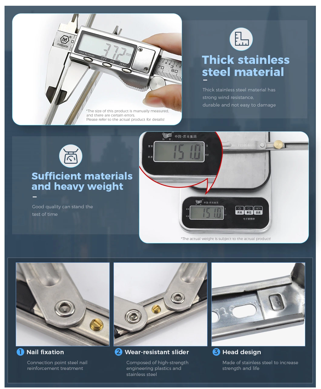 SUS 304 Hardware Accessories Security Style 4 Bar Casement Window Side Limit Restrictor Arm Friction Stay