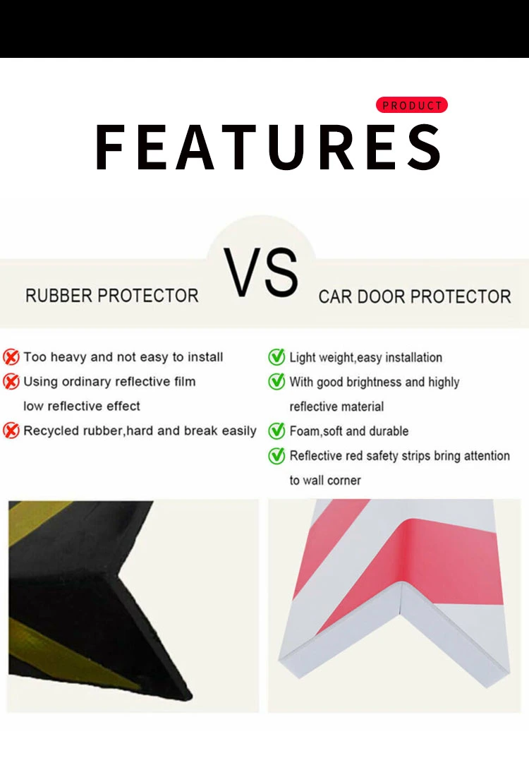 Anti Shock White/Red Self-Adhesive Corner Guards Made of Foam Rubber to Protect Car Parks