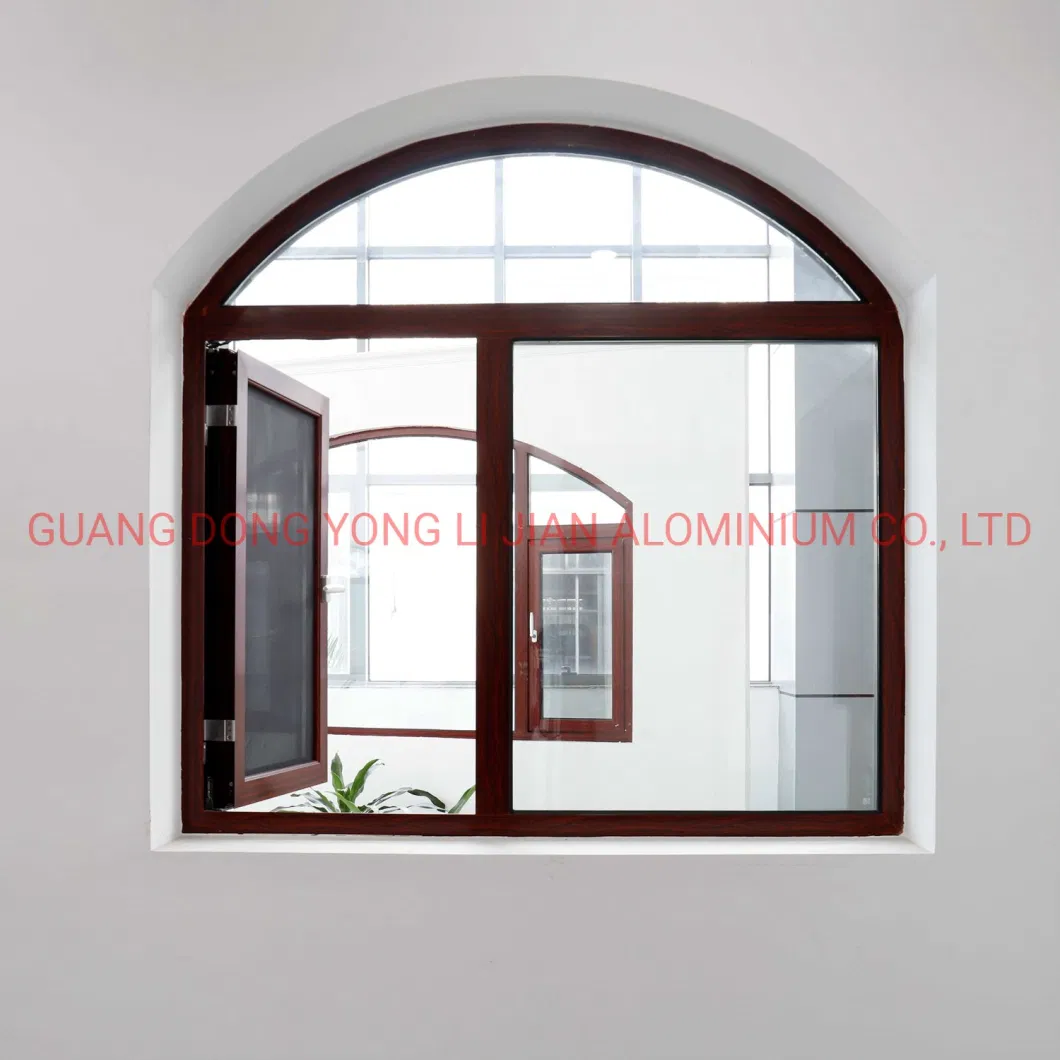 Ylj-728 Wooden Grain Aluminium Glass Sliding Window