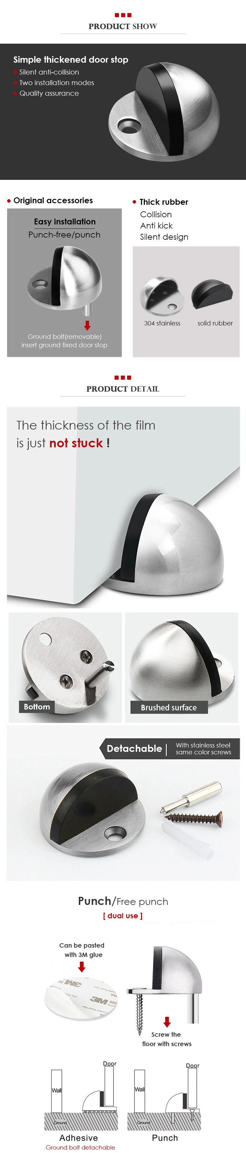 Stainless Steel Magnetic Mounted Door Holder Door Stop