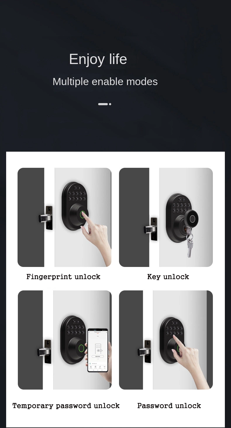 Password Biometric Fingerprint Tuya APP Deadbolt Security Smart Lock for Wooden Door