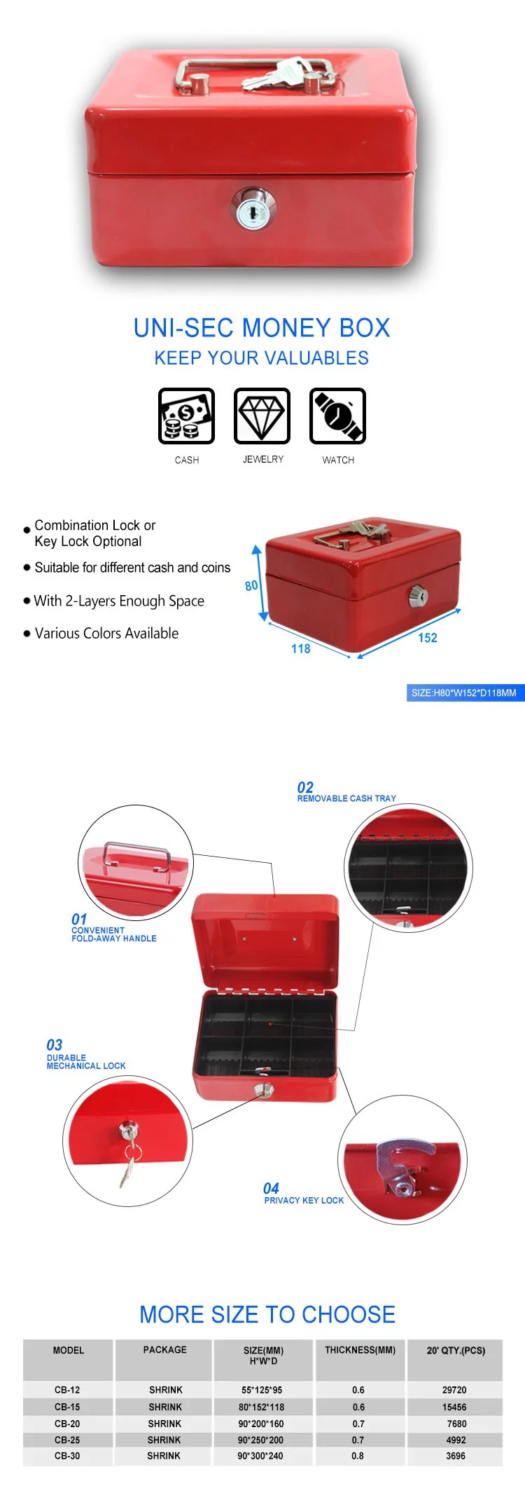 Money Safe Electronic Small Household Mini Steel Safes Money	Safe Deposit Box or Safety Deposit Box Key (CB-15)