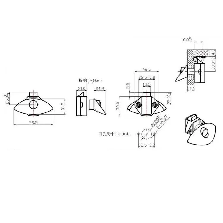 Yh1799 Supply Saloon Car Lock Marine Drawer Handle Lock Children Safety Lock Car Furniture Lock Warship Cabinet Door Lock