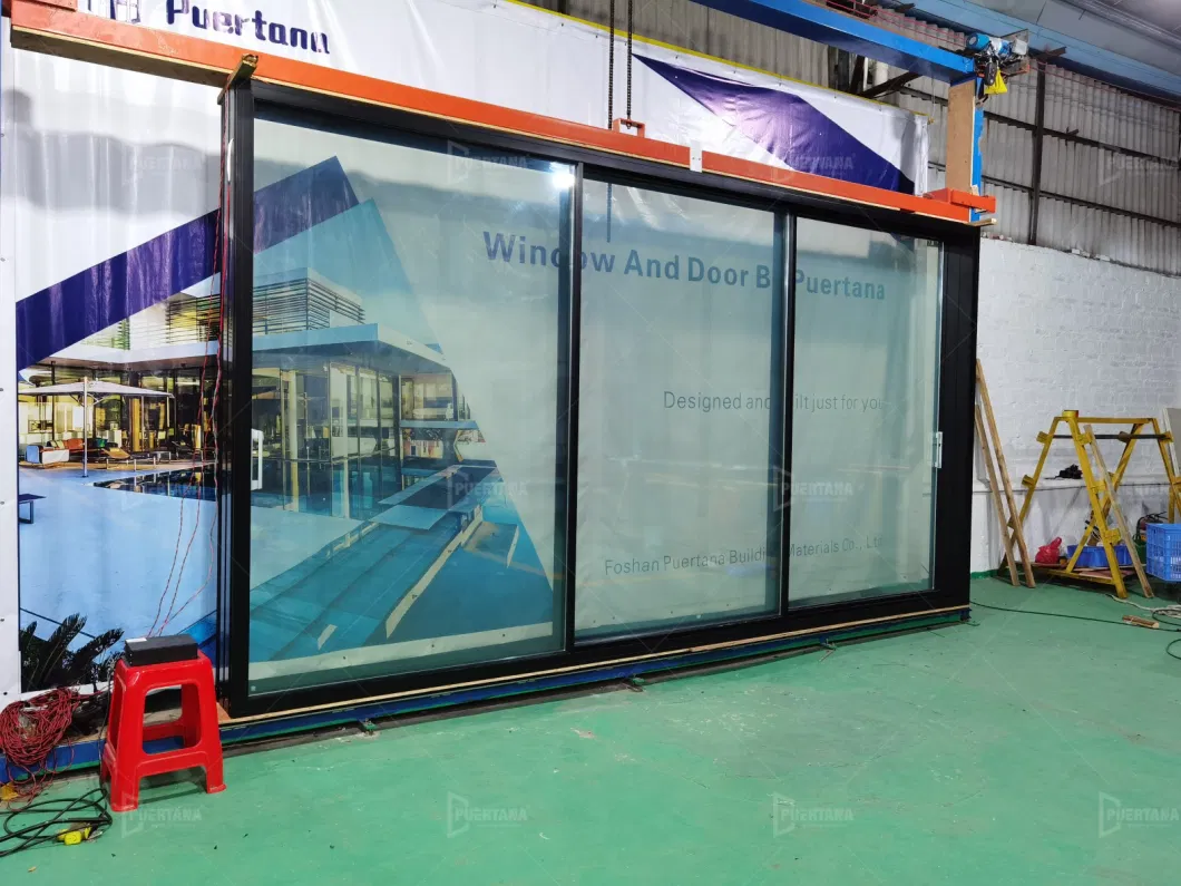 Aluminum Slimline Aluminium Double Glazed Glass Very Narrow Ultra High Quality Sliding Patio Door