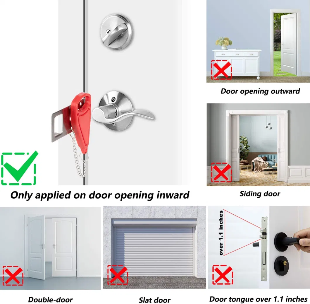 Portable Door Lock Home Security Door Locker Travel Lockdown Locks