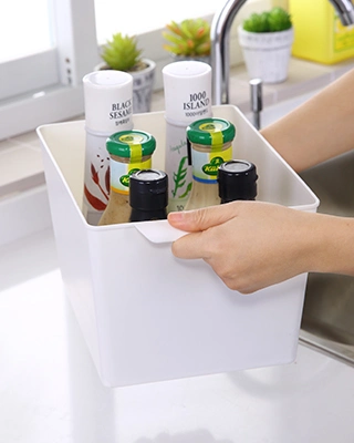 ABS Stackable Storage Box for Fruit Snacks Drinks Food Sundry Bottles Cabinet Pantry Drawer Box Portable Plastic Storage Bin for Home