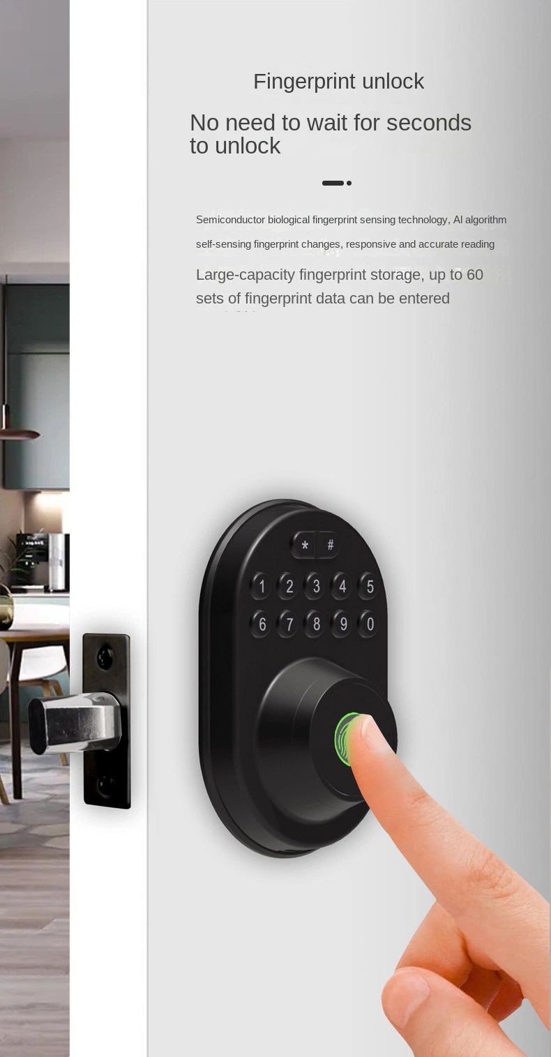 Password Biometric Fingerprint Tuya APP Deadbolt Security Smart Lock for Wooden Door