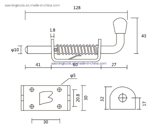 Spring Latch for Trailer Gate, 304 Stainless Steel Door Spring Bolt Latch