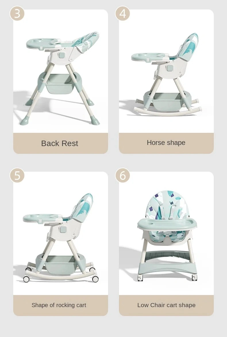 Latest Children Furniture with Rocker and Wheels Safety Child Feeding Dining Chair