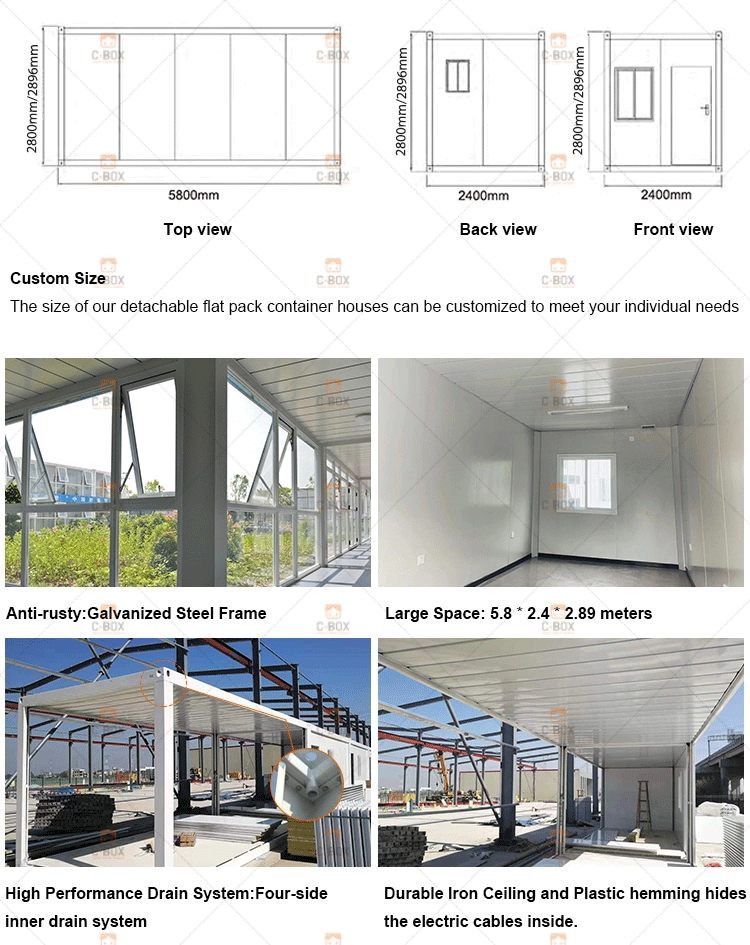 Aluminum Window Customized Cbox 5800*2400*2890 mm Cn; Gua Portable House Container