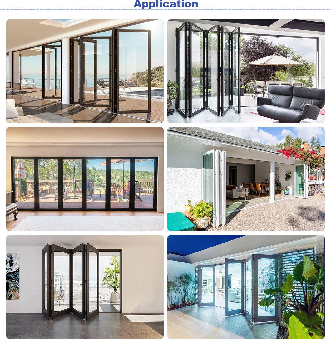 Australian Standards Patio Soundproof Bifold Doors Tempered Glass Aluminum Sliding Folding Doors