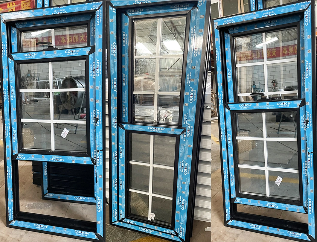 Wholesale Hurricane Impact American Style UPVC Fibre Plastic Double Glazed Stained Glass Doors and Windows Guangzhou