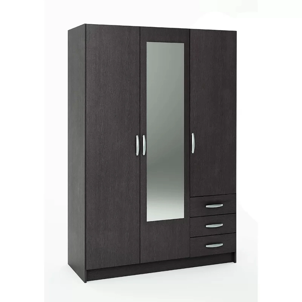 China Wholesale Modern Bedroom Home Furniture Wooden Hinged Door Cloth Flat Packing Wardrobe