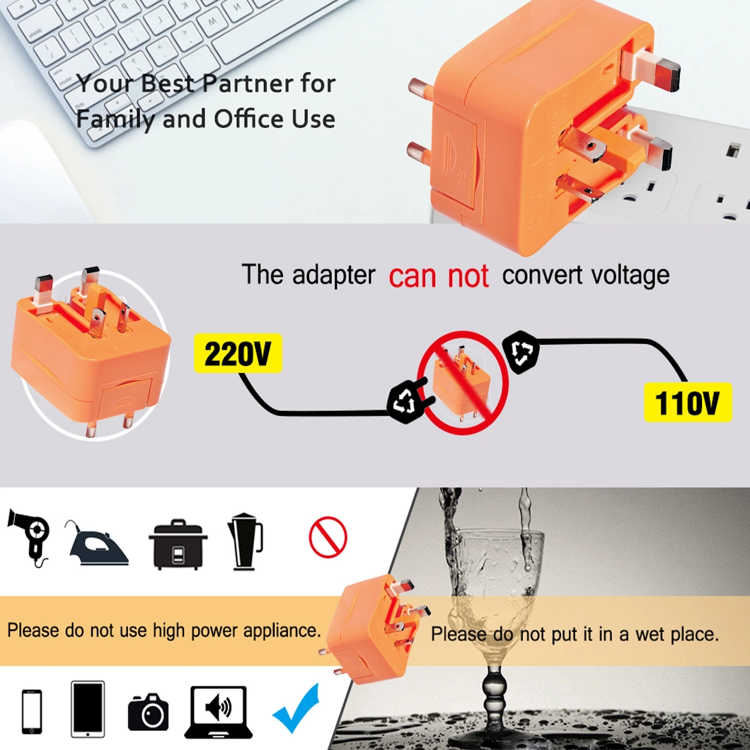 13A Fuse Build-in Design 3 Way BS Socket Outlets Adaptor