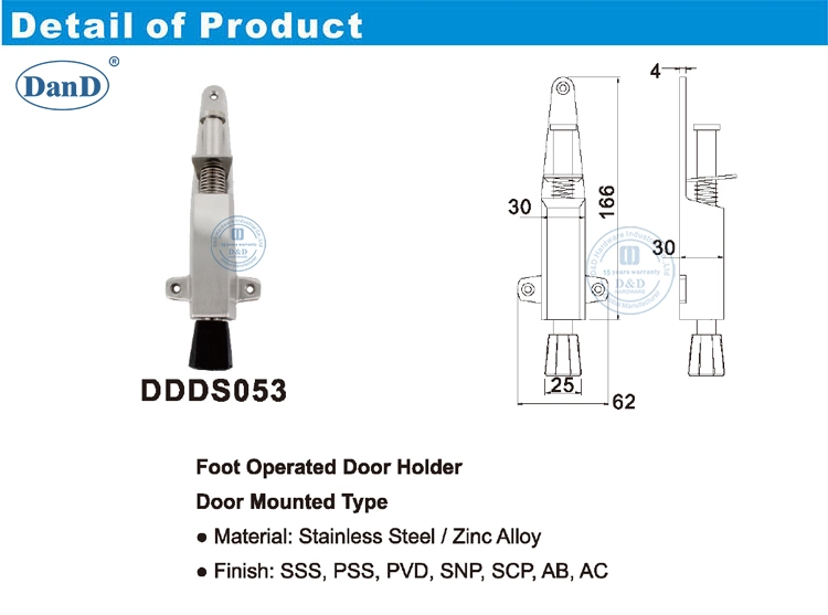 Spring Kick Down Door Swing Stop Foot Operated Door Holder Stopper