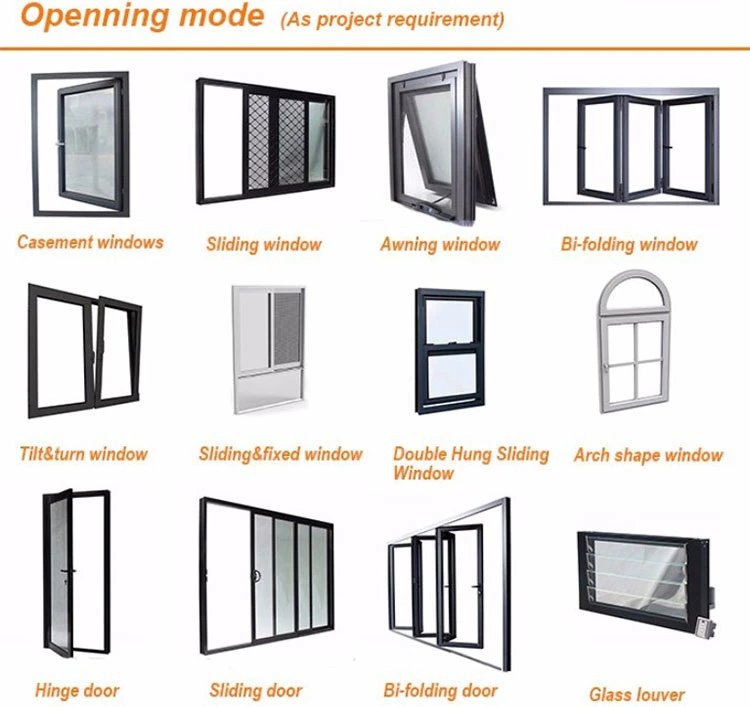 Double Glazed Aluminum Sliding Windows Drawing Energy Efficient Customiazed Smoothly Slide Windows with Mosquito Net