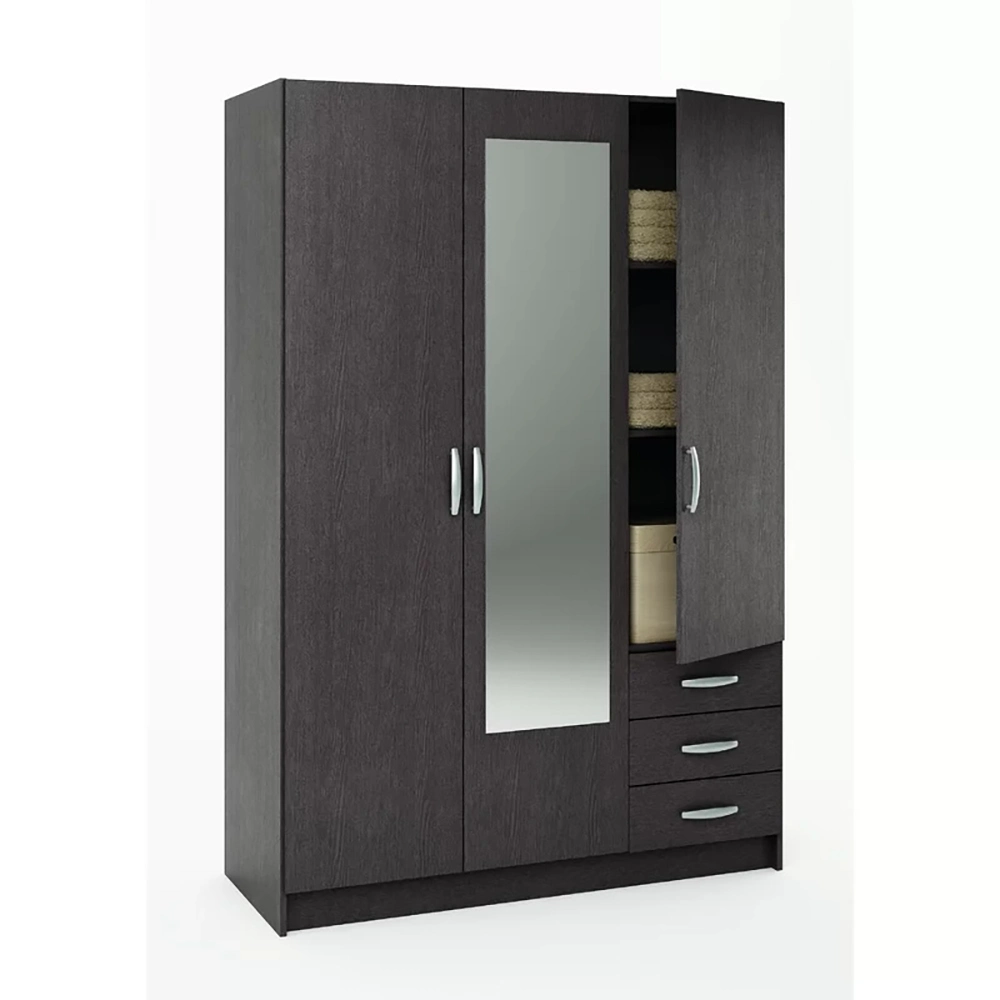 China Wholesale Modern Bedroom Home Furniture Wooden Hinged Door Cloth Flat Packing Wardrobe