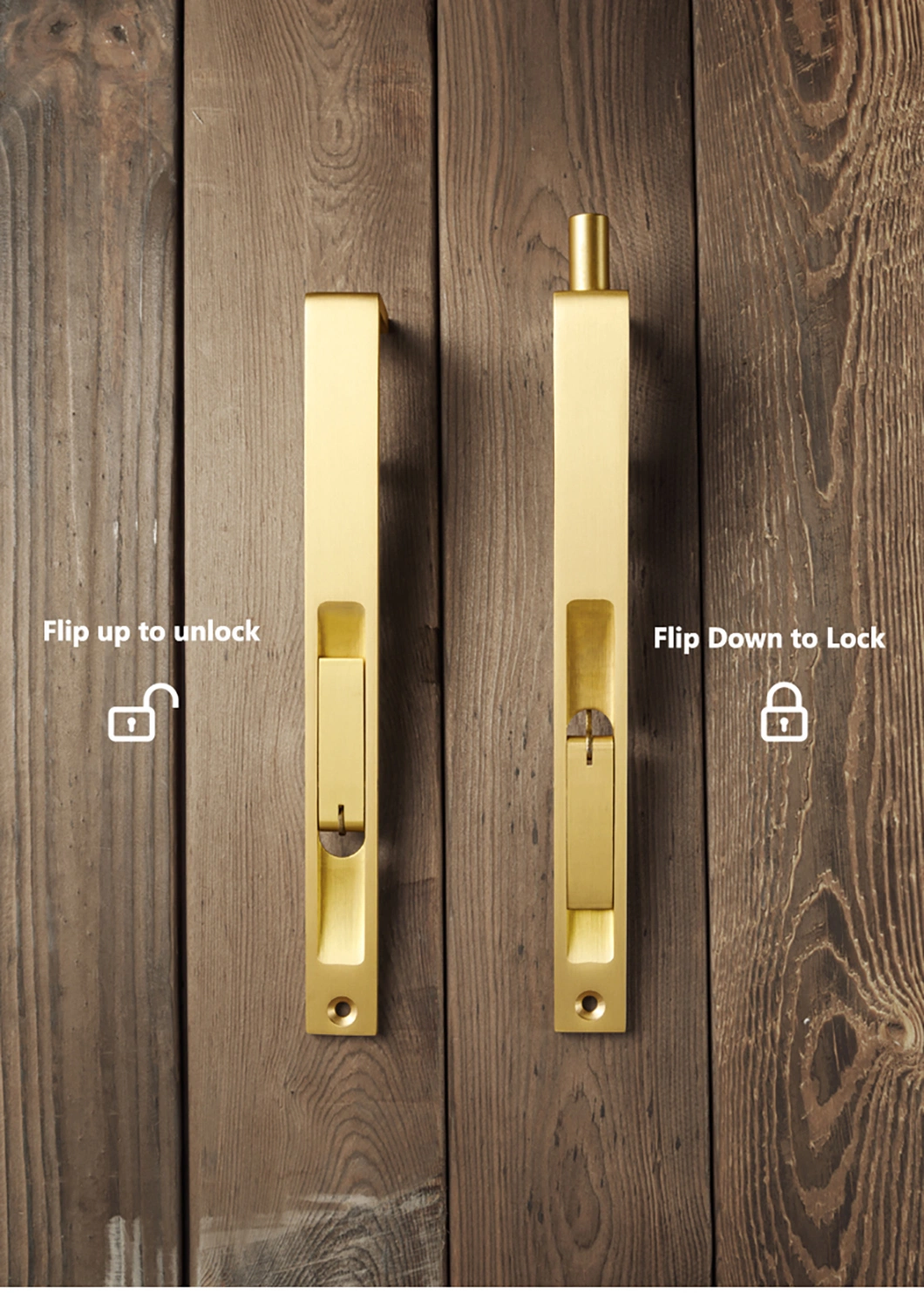 Brass Flush Bolt Latch Concealed Security Slide Lock Lever Action Door Bolt