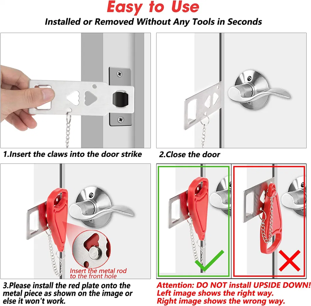 Portable Door Lock Home Security Door Locker Travel Lockdown Locks