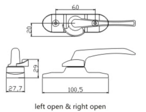 Nisen Good Quality Long Handle Crescent Lock