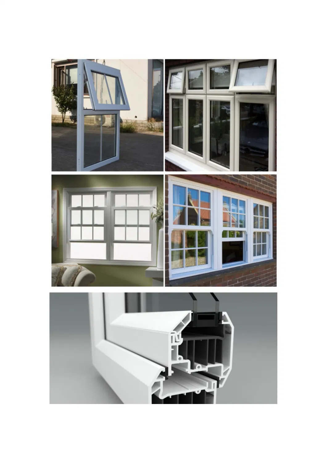 Prima PVC Casement Window Double Glazed UPVC Tempered Glass Plastic Sliding