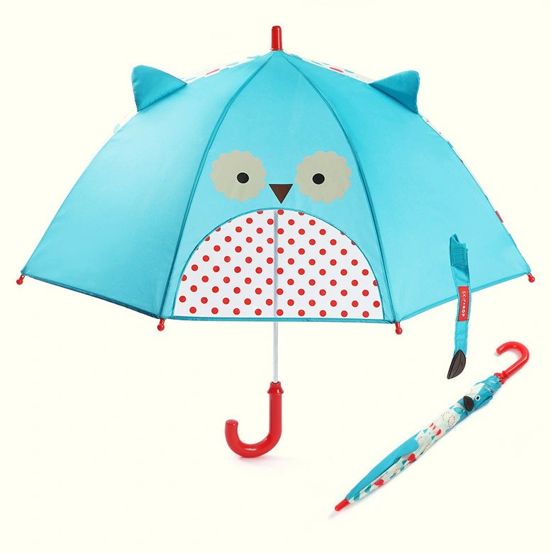 Japan Pink Customer&prime;s Logo Design Safety Open Waterproof Rain Sun Cute Children&prime;s Umbrella with Carve Handle Ultra Light Baby Outdoor Umbrellas