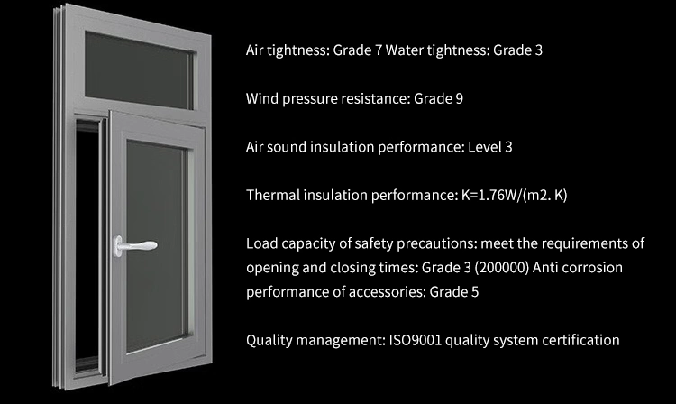 New Design Soundproof Metal Window Aluminum Casement Windows