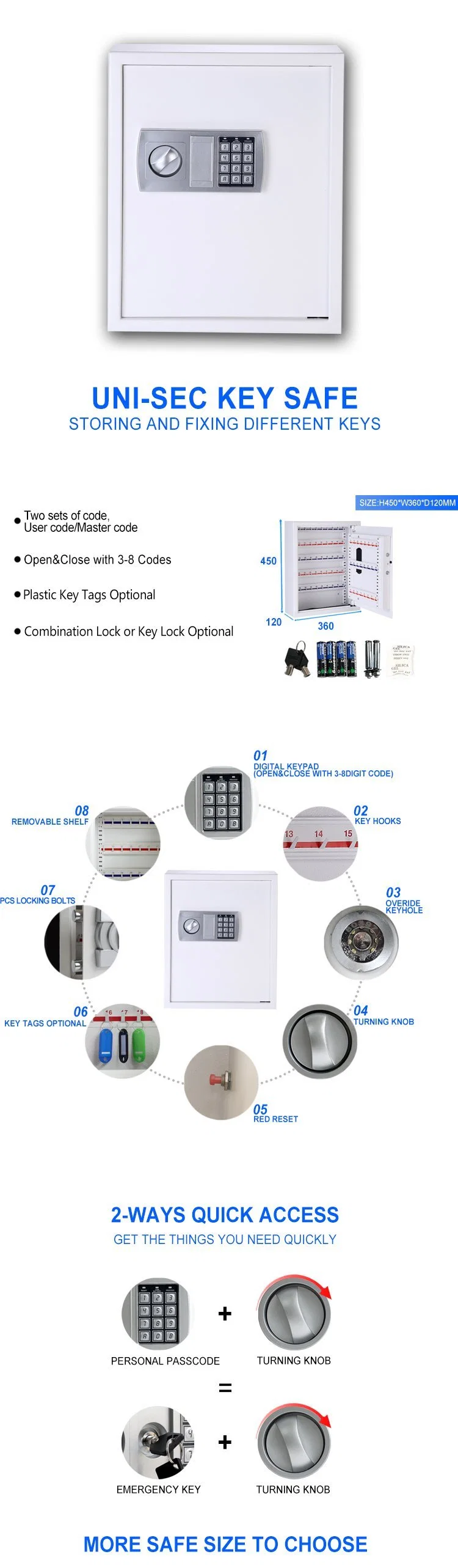 Uni-Sec Smart Digital Key Cabinet Electronic Secret Safe Box Lock Box Outdoor Wall Mounted with Combination Code Lock Hidden for Key Storage (KS-74)