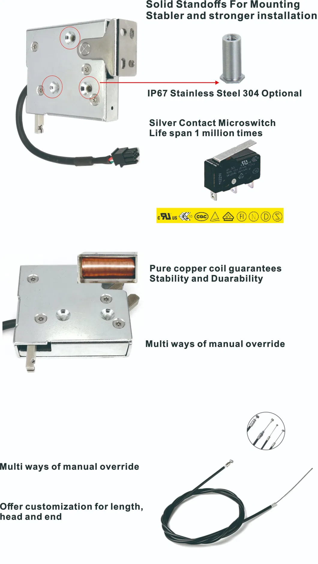 Electronic Cabinet Lock with Door Status Monitoring for Retail Lockers and Vending Machines