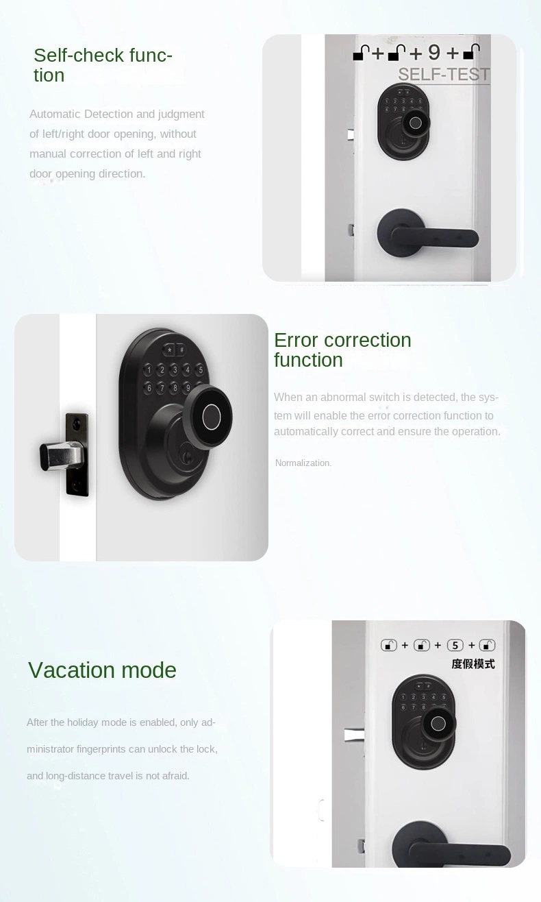 Password Biometric Fingerprint Tuya APP Deadbolt Security Smart Lock for Wooden Door