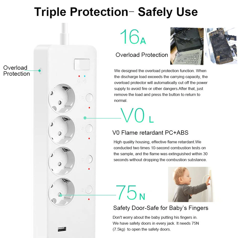 European Desktop Socket Household Explosion Proof Drop Resistant Power Strip