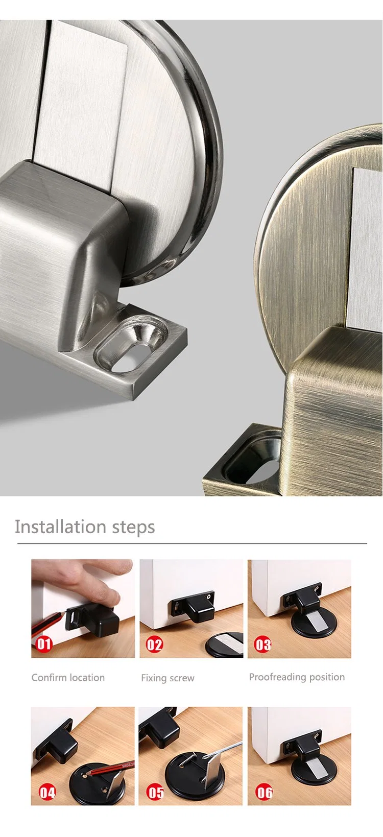 High Quality Zinc Alloy Floor Mounted Magnetic Door Stops