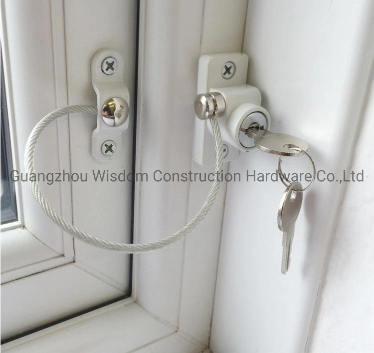 White UPVC Cable Window Door Restrictor Child Safety Lock Window Cable Lock