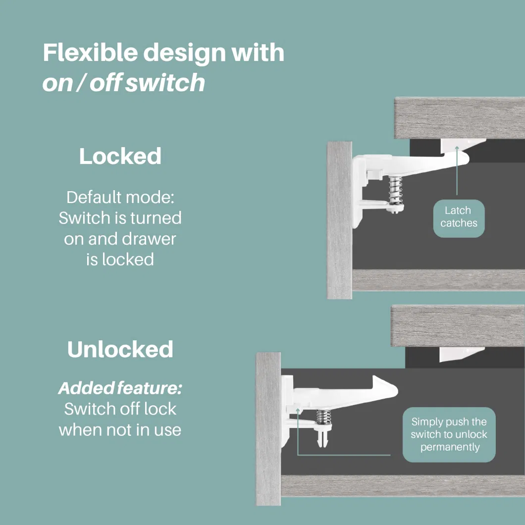 Universal Cabinet Locks Child Safety Latches Baby Proofing Drawers Locks