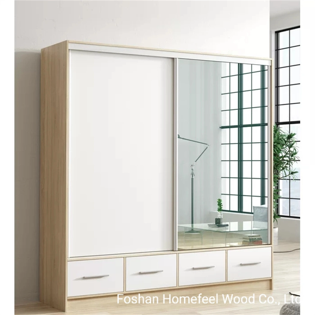 Modern High Gloss Mirror Sliding Door Wardrobe Cabinet Armoire with Aluminium Frame (HF-WF0704)