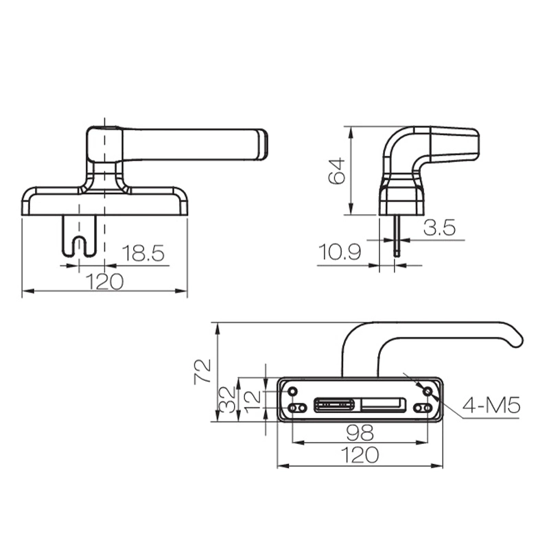 3h Top Hung Window Aluminum Handle Customized Lockable Handle