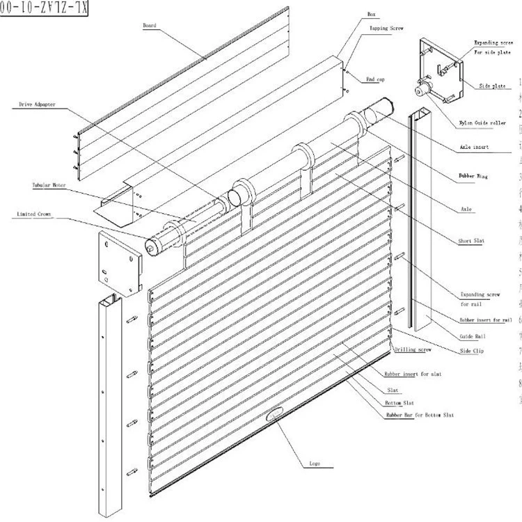 Auto Aluminum Windproof Rolling Door with Electric Motor