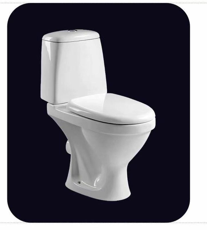 East Europe Russia Classic 45 Degree Angel Connection Outlet XP Trap Two Piece Cheap China Ceramic Sanitary Ware Toilet with Trapzoid Water Tank Bowl Seat Cover