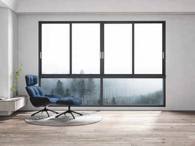  La serie de salto térmico de aluminio doble cristal de ventana deslizante con malla de la pantalla de la ventana deslizante