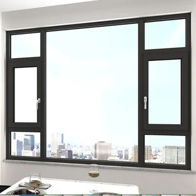 Thermal Break aluminio Negro ventana Casement Windows