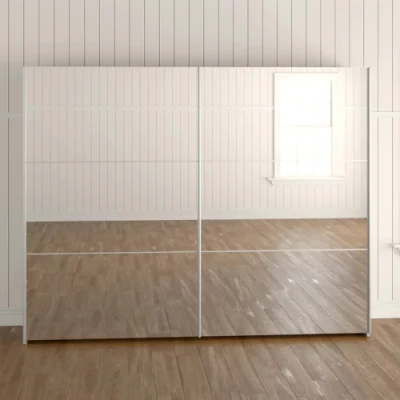Almacenamiento de muebles de dormitorio armario con espejo de Vidrio puerta corrediza de aluminio
